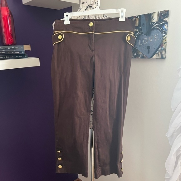 7 for $30 CACHE Gold Trimmed Capri Pants - Picture 1 of 8